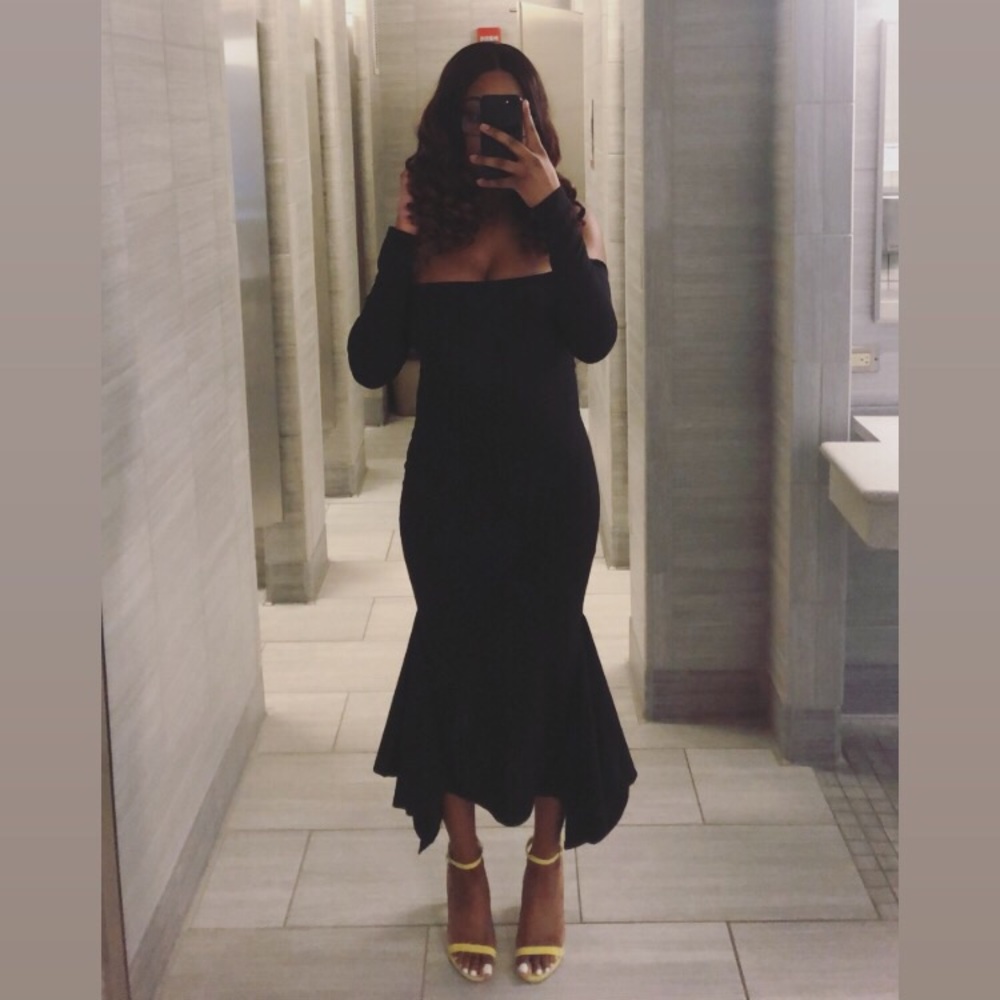 Off the shoulder long sleeve dress